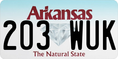 AR license plate 203WUK