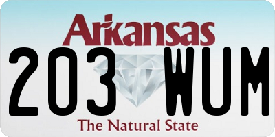 AR license plate 203WUM