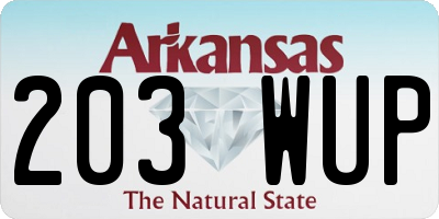 AR license plate 203WUP