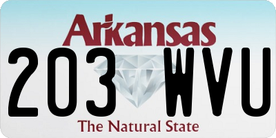 AR license plate 203WVU