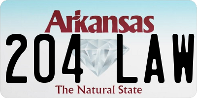 AR license plate 204LAW