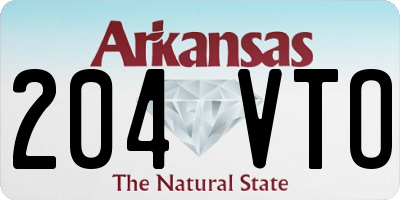 AR license plate 204VTO