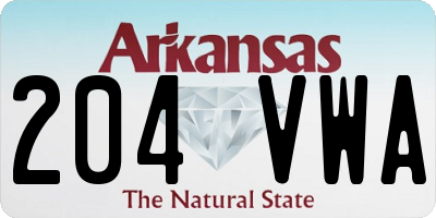 AR license plate 204VWA