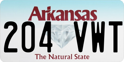 AR license plate 204VWT