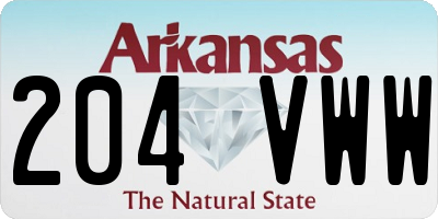 AR license plate 204VWW