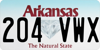AR license plate 204VWX