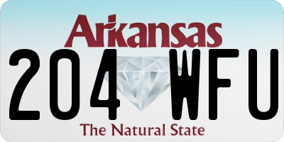AR license plate 204WFU