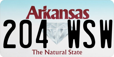 AR license plate 204WSW