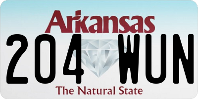 AR license plate 204WUN