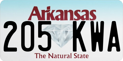 AR license plate 205KWA