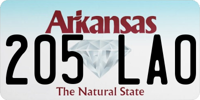 AR license plate 205LAO