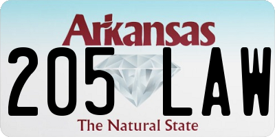 AR license plate 205LAW