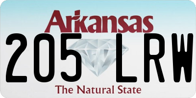 AR license plate 205LRW