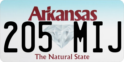AR license plate 205MIJ