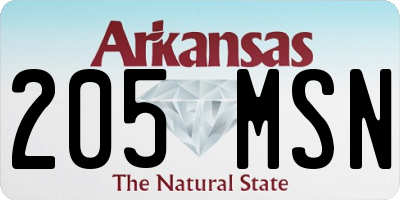 AR license plate 205MSN