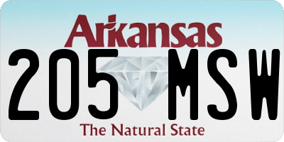 AR license plate 205MSW