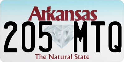 AR license plate 205MTQ