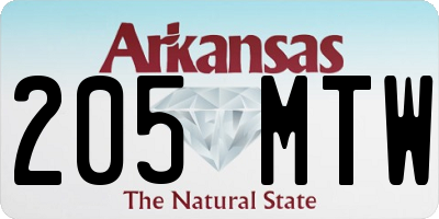 AR license plate 205MTW