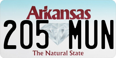 AR license plate 205MUN
