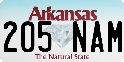 AR license plate 205NAM