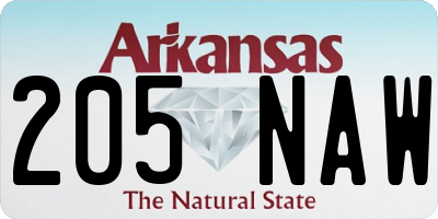 AR license plate 205NAW
