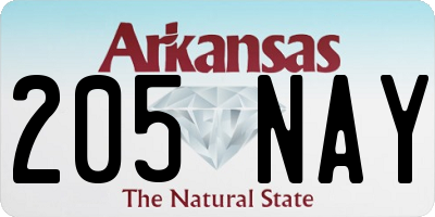 AR license plate 205NAY