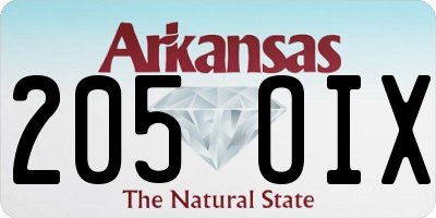 AR license plate 205OIX