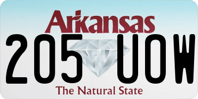 AR license plate 205UOW