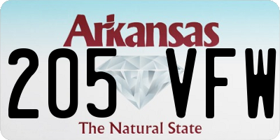 AR license plate 205VFW