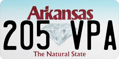 AR license plate 205VPA