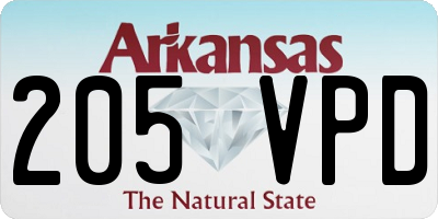 AR license plate 205VPD