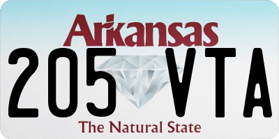 AR license plate 205VTA