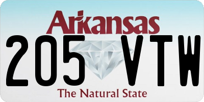 AR license plate 205VTW
