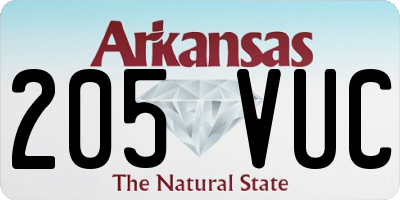 AR license plate 205VUC