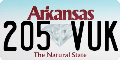 AR license plate 205VUK
