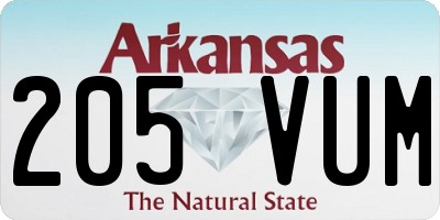 AR license plate 205VUM