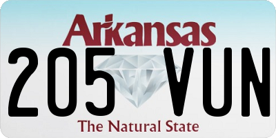AR license plate 205VUN