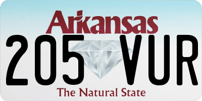 AR license plate 205VUR