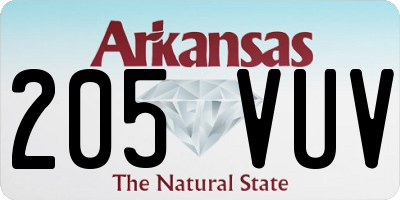 AR license plate 205VUV