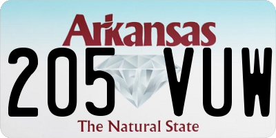AR license plate 205VUW