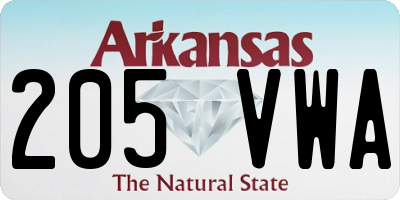 AR license plate 205VWA