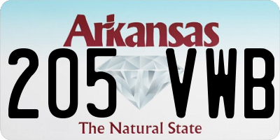 AR license plate 205VWB