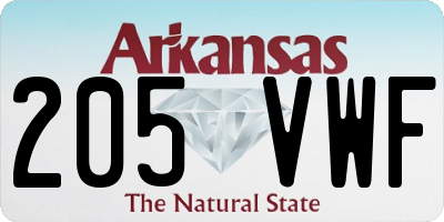 AR license plate 205VWF