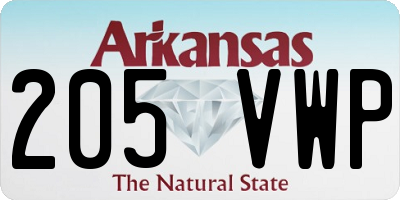 AR license plate 205VWP