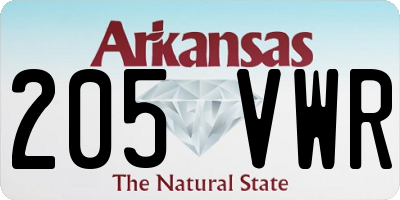 AR license plate 205VWR