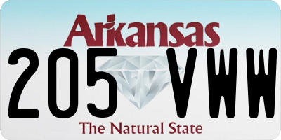 AR license plate 205VWW