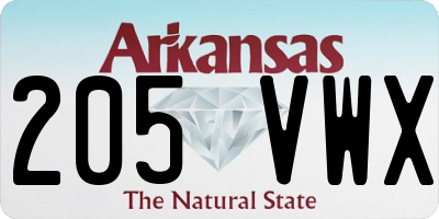 AR license plate 205VWX