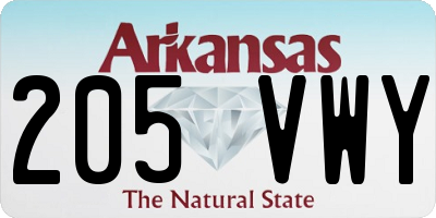 AR license plate 205VWY