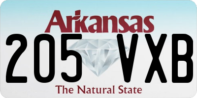 AR license plate 205VXB