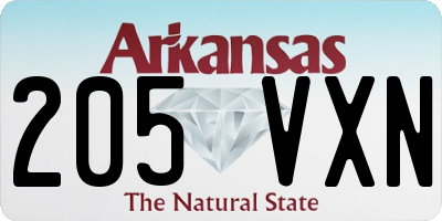 AR license plate 205VXN